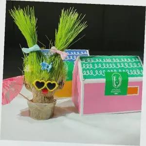 잔디 인형 키우기 재배 키트 세트 반려 식물 화분 꾸미기 토피어리 재료 관찰