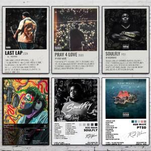 미국 인기 랩퍼 가수 R Rod 웨이브 포스터 고품질 기숙사 거실 미적 벽 장식 그림 스티커 선물