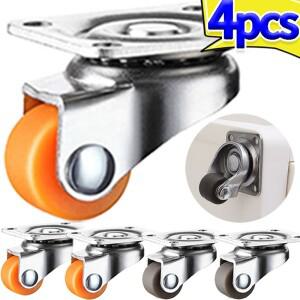 범용 회전 캐스터  로우 프로파일 고무  미니 소형 소형 롤러 휠  트롤리 액세서리 가구  1/2 인치  4 개