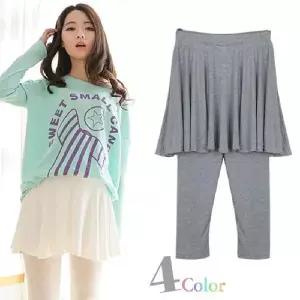 [셀러허브][S52P217PP]촉촉한 냉장고원단 7부 플레어 치마레깅스 (S12872019)