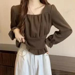 [오노마] ONM 여성 봄 가을 스퀘어넥 셔링 긴팔 블라우스 데이트룩 (S11579716)