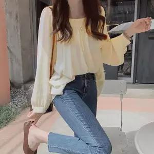 [오노마] ONM 여자 러블리 스퀘어 넥 셔링 주름 블라우스 셔츠 (S10526781)