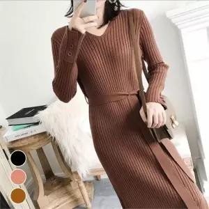 [오노마] ONM 허리벨트  롱 니트 원피스 (S9870833)