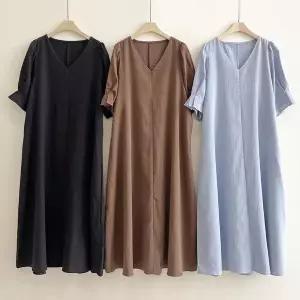 [강물처럼]빅사이즈사랑해요 S405L407 튤립소매브이넥원피스 SM (S16746018)