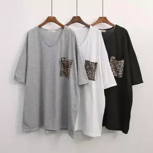 [강물처럼]빅사이즈사랑해요 G451L407 레오파드포켓7부면티 NO (S17230063)