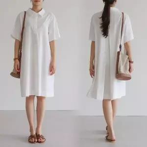 [강물처럼]위쉬몰 WB 파우더피케카라원피스(S460H407) 빅사이즈 (S17230164)