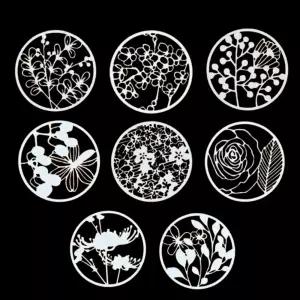 원형 꽃 스텐실 도안 스텐실자 모양그리기 미술놀이 도형자 모양자 꽃 자연 8종 세트
