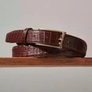 닥스 ACC 선물포장브라운 악어 꼬리 가죽 브론즈 버클 벨트 DBBE3E395W3