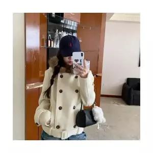 여성용 야구 점퍼 패딩 안감 빈티지 더블 후드 모직 코트 가을 겨울 도톰 쇼트 CH4