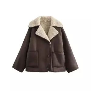 여성용 야구 점퍼 추동 캐주얼 가죽 퍼 일체형 점 CH4