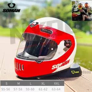 SOMAN 풀 페이스 오토바이 헬멧 레트로 모토 헬멧 남자 여자 카스코 바이저 오토바이 액세서리 DOT 승인 Ca