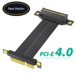 10CM PCI-E4.0 X4 라이저 케이블 듀얼 90도 PCIe Gen4 4X ~ 연장 Express 카드 리본 익스텐더 8Gb for
