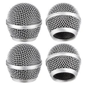 [미국배송] FACMOGU 4PCS 마이크 헤드 교체 그릴 교체 볼 헤드 내부 폼이 있는 볼 스틸 메시 유형 SM58S BETA58 - 실버용 적합