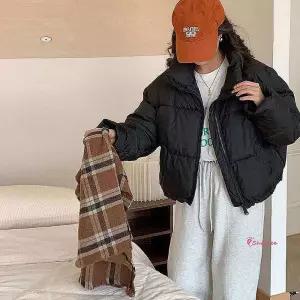여성 스트링점퍼 숏패딩 오버핏 베이직 겨울아우터pqr941