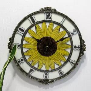 무소음 대형 해바라기 신주도금 주물 벽시계 HCA-612G