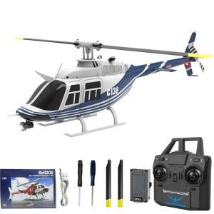 하이루콘 C138 리모컨 헬리콥터, 1 33 스케일 벨206 헬리콥터 2 4G 4CH RTF 싱글 프로펠러 에일러론 프리, 6축 자이로스코프, 모듈식 배터리, 원터치 기능 선물 배터리 1개