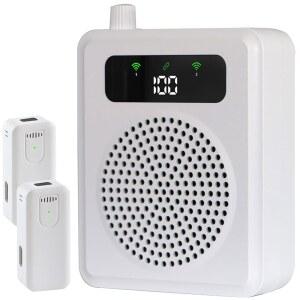 [미국배송] 무선 라펠 마이크가 장착된 음성 증폭기 - 교사용 PA 시스템 교실 마이크 라발리에 마이크의 휴대용 클립 연설 요가 투어 가이드