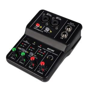 [미국배송] 미니 2채널 오디오 DJ 믹서 콘솔 인터페이스 48V 팬텀 파워 콤보 잭 마이크/기타 XLR+6.35MM 3.5MM 스테레오 입력 스튜디오 라이브 쇼 파티 녹음을 위한 헤드폰