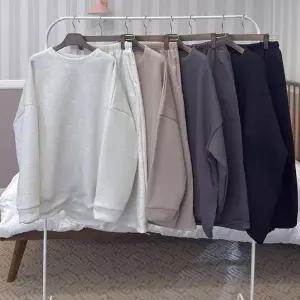 [옷자락]여성 기모 빅사이즈 맨투맨 투피스 세트와 롱스커트 세트