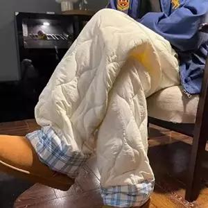 [옷자락]여성 체크무늬 기모이중보온 팬츠