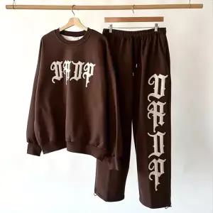 [옷자락]남녀공용 박시 기모 맨투맨 세트 스트링 팬츠