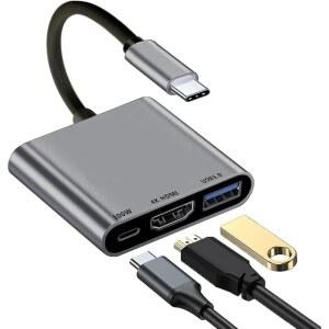 [미국배송] MAC용 USB CHDMI 어댑터 4K HDMI 출력 3.0 포트 및 PD 100W 고속 충전 포트 애플호환 PRO 아이폰호환 15 삼성호환 삼성제품호환 S24/S23 DELL XPS