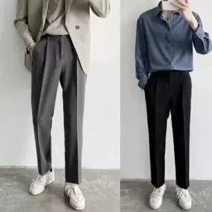 10부팬츠 남성슬랙스 면바지 와이드핏 통바지 캐주얼바지 (WFJSPCX)