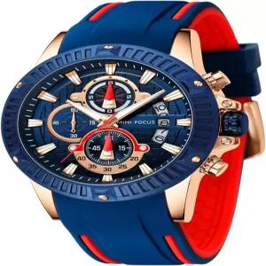 MF 미니 포커스 남성 밀리터리 스포츠 시계(크로노그래프/방수/야광/캘린더) 실리콘 밴드 쿼츠 워치 시계