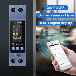 Tuya 8 in1 KWS-303 전력계 스마트 스위치 에너지 미터 APP 제어 85-290V//40A 전압 및 전류 측정기 전기