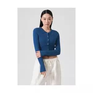 [국내매장정품] 에잇세컨즈 8SECONDS 리브드 칼라넥 가디건 카디건 블루 (11435ACY4P) 11435ACY4P 177319