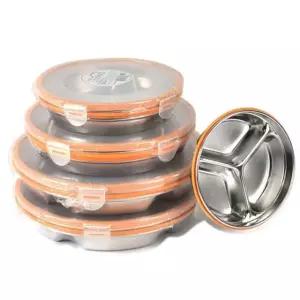 고품질 원리빙 보관 밀폐 원리빙밀폐반찬통 3칸-대 배달통 스텐 (WFK9U32)