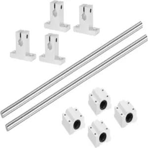 4개의 SCS8UU 베어링과 SK8 레일 서포트 선형 모션 로드 샤프트 가이드 세트가 포함된 uxcell 2개의 8mm x