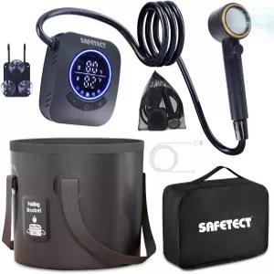 휴대용 샤워기 캠프 샤워 펌프 IPX8 방수 8000mAh 충전식 5단 모드 및 4단 워터 캠핑 20리터 접이식 버킷