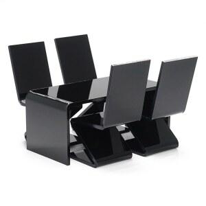 [미국배송] 오도리아 인형의 집 테이블과 의자 미니어처: 학교 사무실 노트북 컴퓨터용 1/12 스케일 스터디 데스크 - 미니 모던 거실 가구 아크릴 블랙