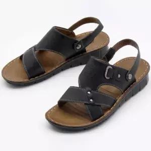 버클장식 엑스밴드 스트랩 둥근코 샌들 미들굽 캐주얼 WA8930E