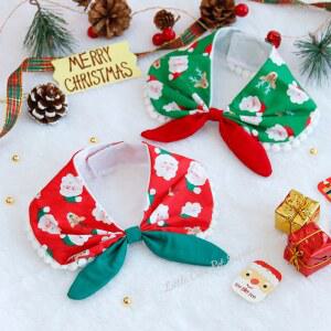 강아지 스카프 고양이 케이프 귀여운 펜던트 리본 목걸이 새틴 턱받이 크리스마스