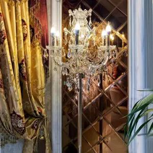 샹들리에 스탠드 조명 크리스탈 실버 플로어 램프 촛불 침실