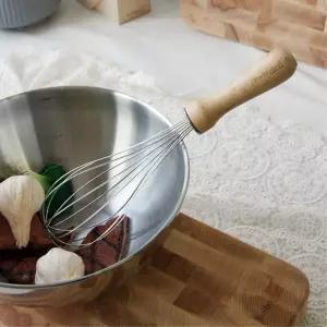 고급스러운 내추럴 우드핸들 스텐거품기 조리도구 홈카페 홈베이킹 제빵 반죽기 제과