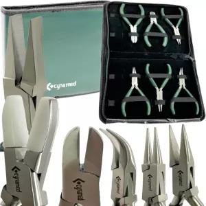 프리미엄 7피스 주얼리 플라이어 세트 도구 키트 - 바늘 코/체인 코 둥근 나일론 턱 와이어 커터 및