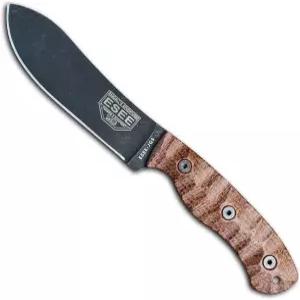 ESEE 제임스 깁슨이 디자인한 JG5 네스묵 고정 칼날 칼 조각된 미카르타 손잡이 검은색 산화물 마감 갈색