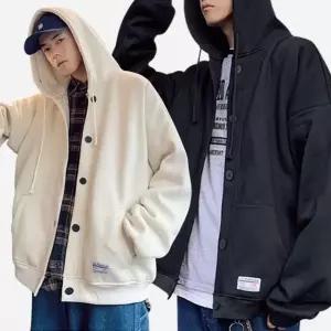 남성 기모 후드 자켓 오버핏 무지 긴팔 티셔츠 후드집업 커플 단체복 가을