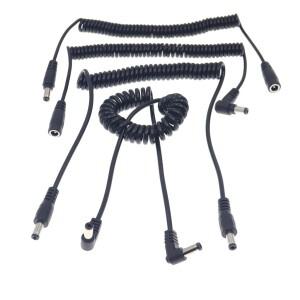 DC 5.5mm x 2.1mm 수-암 플러그 전원 코일 케이블  LED 스트립  CCTV용 연장 스프링 코드