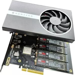 쿼드 PCIe4.0 NVMe M.2 SSD 어댑터 카드-PCI Express 4.0 x 8 카드 지원 4X NGFF PCIe Mac 및 PC용