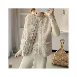 에스케이스토아 벨라도나 여성 겨울 양털 노카라조끼 뽀글이 이너조끼 김장조끼 Bon-2561