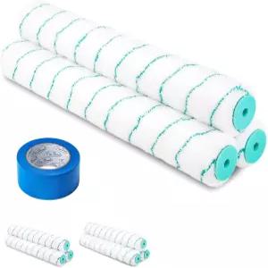 핀스톤 18인치 극세사 페인트 롤러 커버 3pcs 3/8인치 냅 전문가용 테이프 프레임용 대형 보푸라기 없는