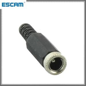 DC 전원 암 플러그 5.5x2.1mm 케이블 커넥터 CCTV 카메라 용 소켓 검정색 잭 ESCAM 연결