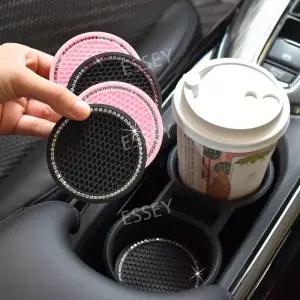 차량용 컵홀더 컵받침 패드 미끄럼방지 큐빅 논슬립