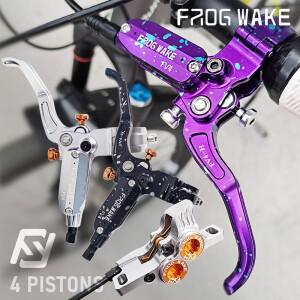 프로그 웨이크 산악 자전거 유압 디스크 브레이크 4피스톤 앞뒤 FV4-H 알루미늄 인라인 레버 오일 사이클링