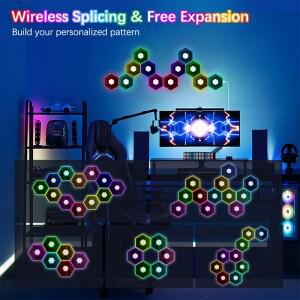 퀀텀 램프 스마트 호환 앱 RGB 블루투스 리모컨 5V LED e스포츠 조명 배경 벽 침실 DIY 분위기 장식 벽등