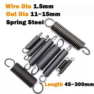 10Pcs 와이어 직경 1.5mm 오픈 후크 장력 스프링 외부 11 ~ 길이 300mm 풀백 코일 연장 드래프트